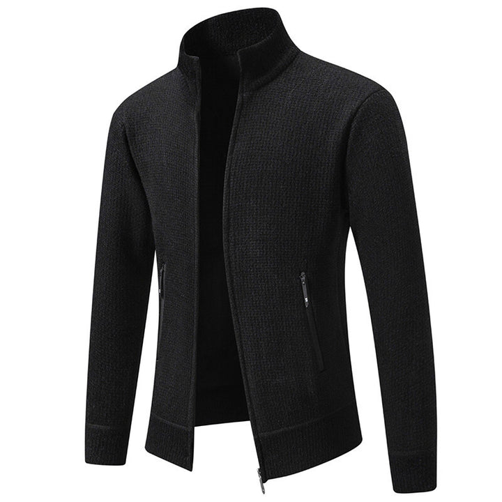 Herren Texturierter Zip-Strickcardigan mit Stehkragen, Waffelstruktur und Reißverschlusstaschen Echo Archiv