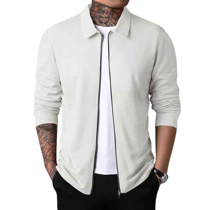 Herren stylisches Reißverschluss-Hemd mit strukturiertem Gewebe Echoarchiv