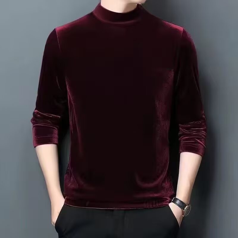 Herren Feiner Samt-Halbrollkragenpullover Slim-Fit Echoarchiv