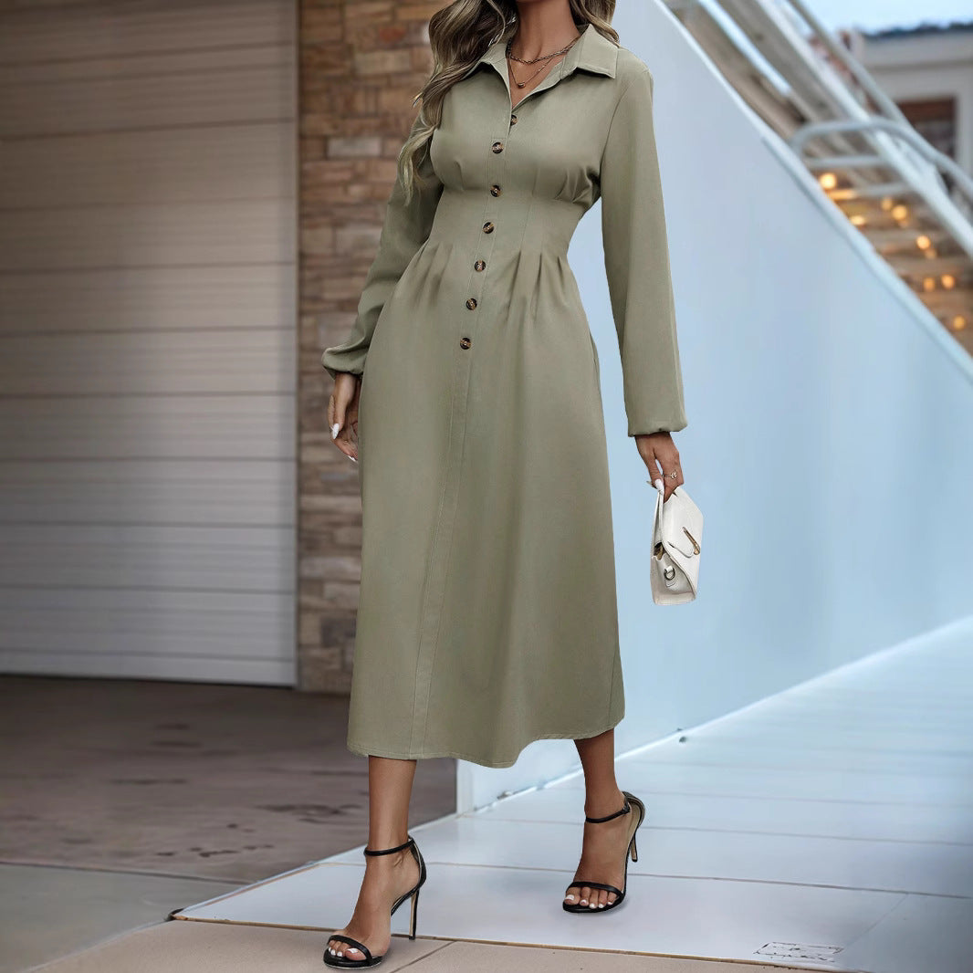 Damen Midikleid mit Knopfdetails und taillierter Silhouette Echo Archiv
