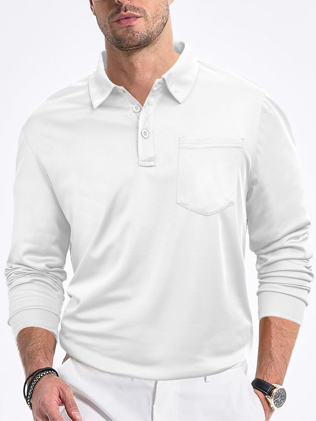 Herren Luxus Polohemd mit atmungsaktiver Textur und praktischer Brusttasche Echoarchiv