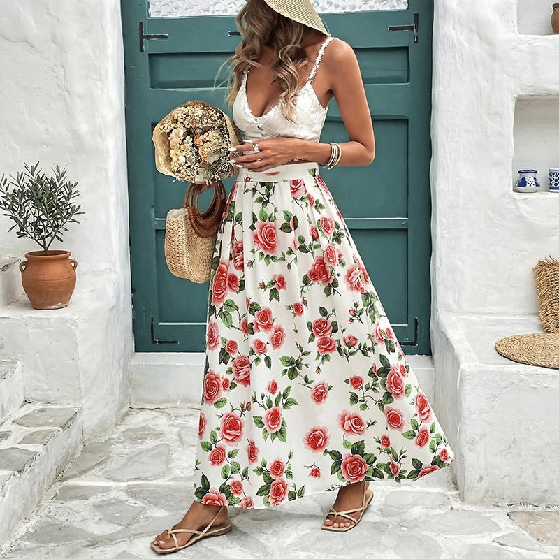 Damen Hochwertiger Maxirock mit floralen Mustern Echo Archiv