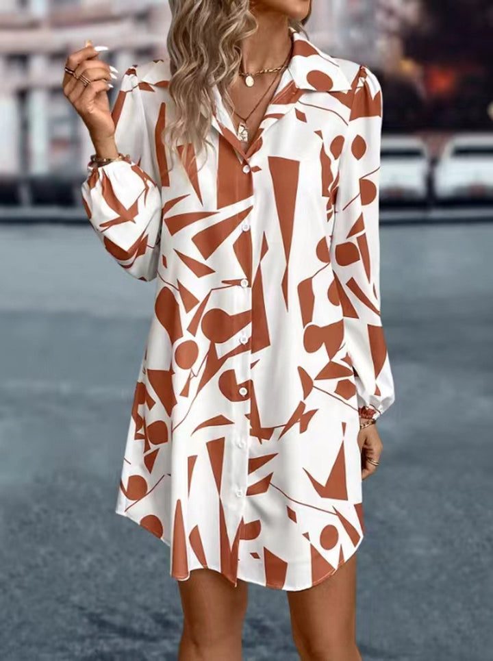 Damen nan oversized Hemdmini mit grafischem Print, Hemdkragen und Balloonärmeln Echo Archiv