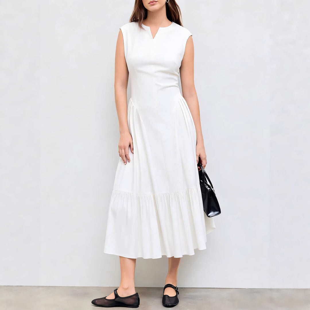 Damen elegantes Maxikleid mit voluminösen Falten und ärmellosem Design Echo Archiv