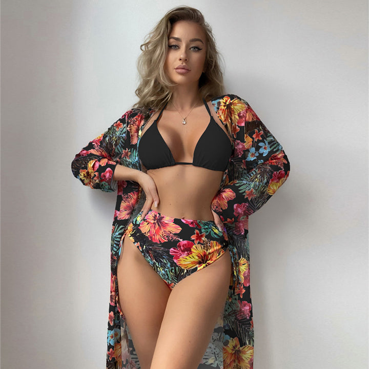 Damen Hochtaillierter Bikini mit floralem Cover-Up Echo Archiv