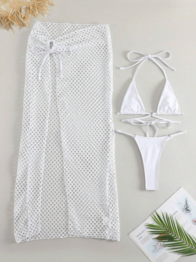 Damen Bikini-Set mit transparentem Netzrock und Triangel-Oberteil Echo Archiv