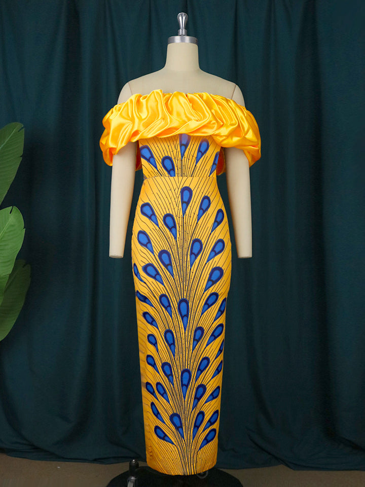Damen Elegantes Abendkleid mit schulterfreiem Design und voluminösem Rüschensaum Echo Archiv