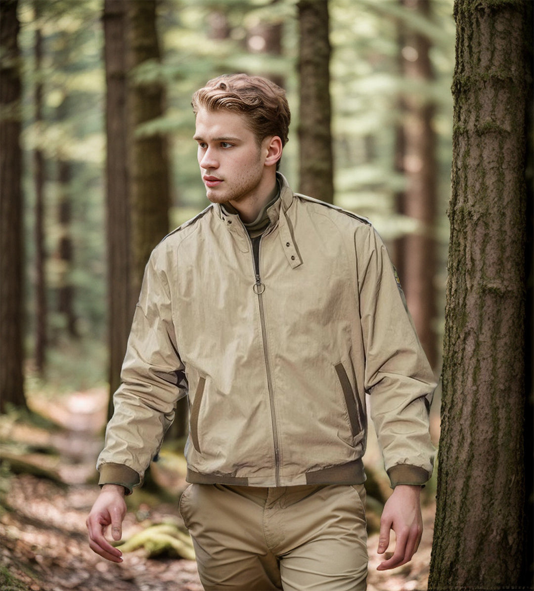 Herren lässige Windbreaker-Jacke mit hohem Kragen Echoarchiv