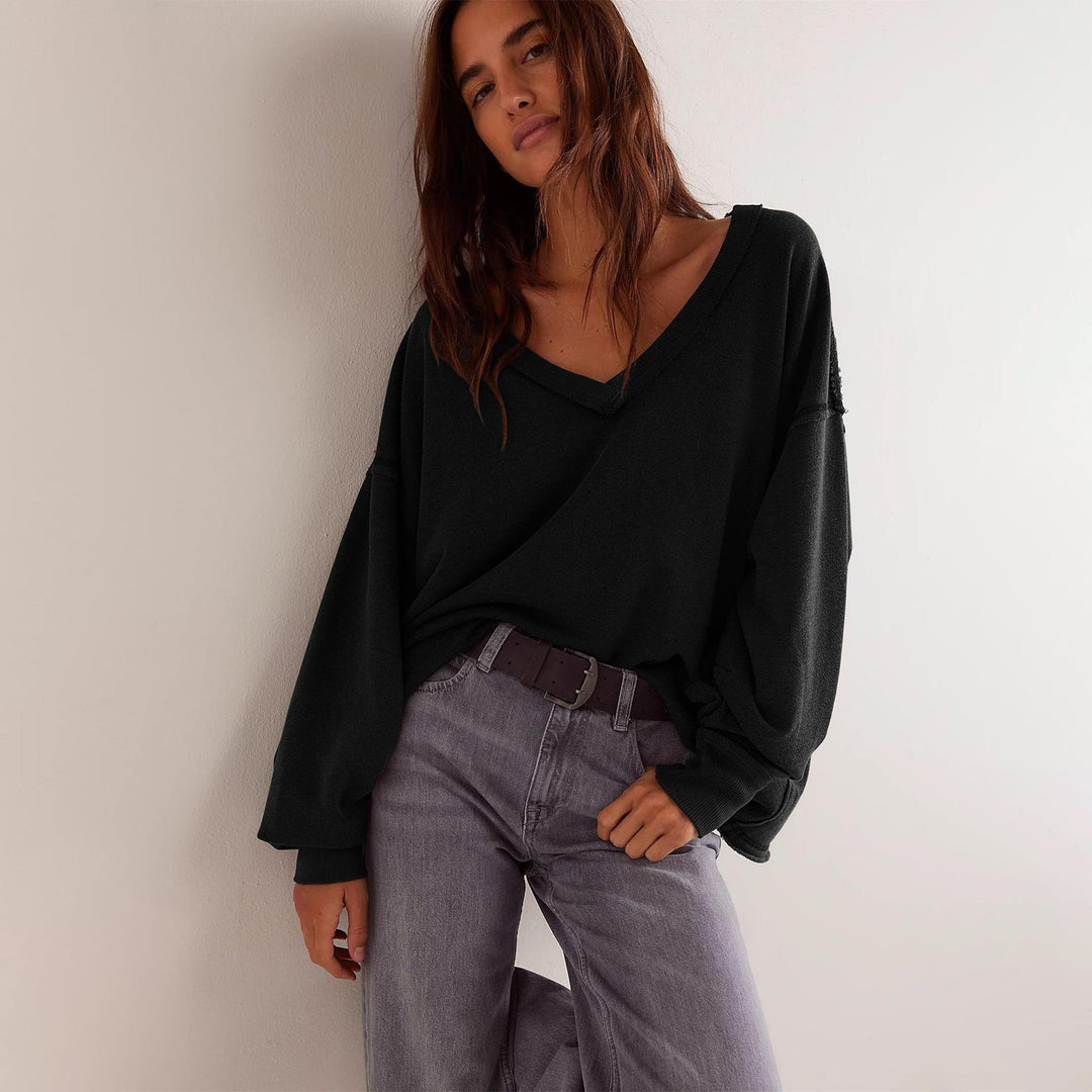 Oversized SwEchoarchivtshirt Damen mit V-Ausschnitt