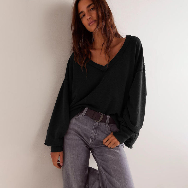 Oversized SwEchoarchivtshirt Damen mit V-Ausschnitt