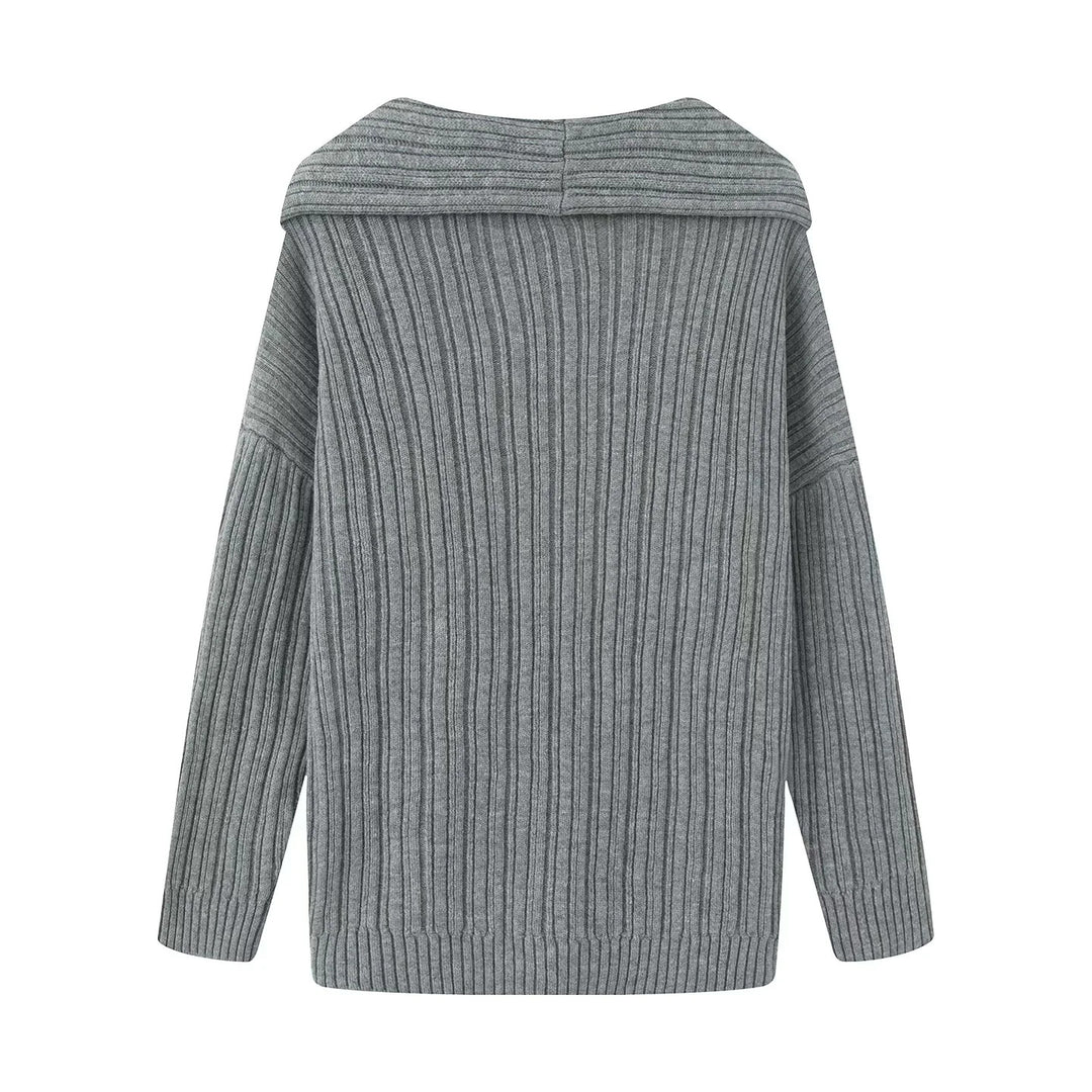 Damen nan Oversize-Rippstrick-Pullover mit weitem Rollkragen und überschnittener Schulter Echo Archiv