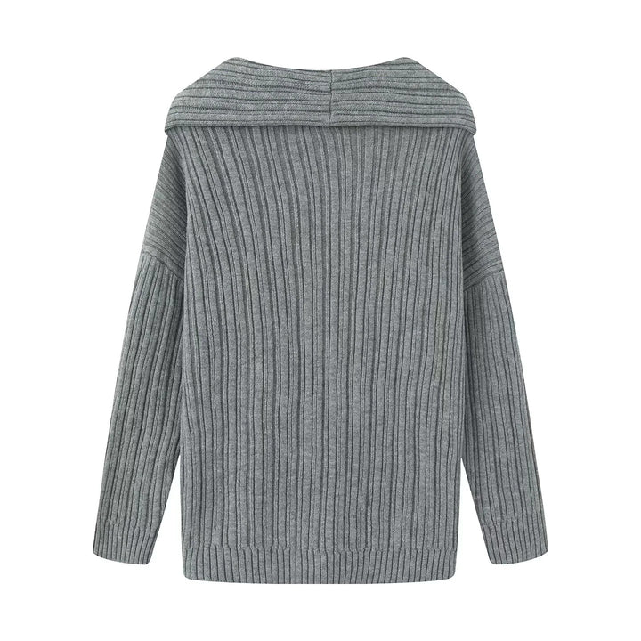 Damen nan Oversize-Rippstrick-Pullover mit weitem Rollkragen und überschnittener Schulter Echo Archiv