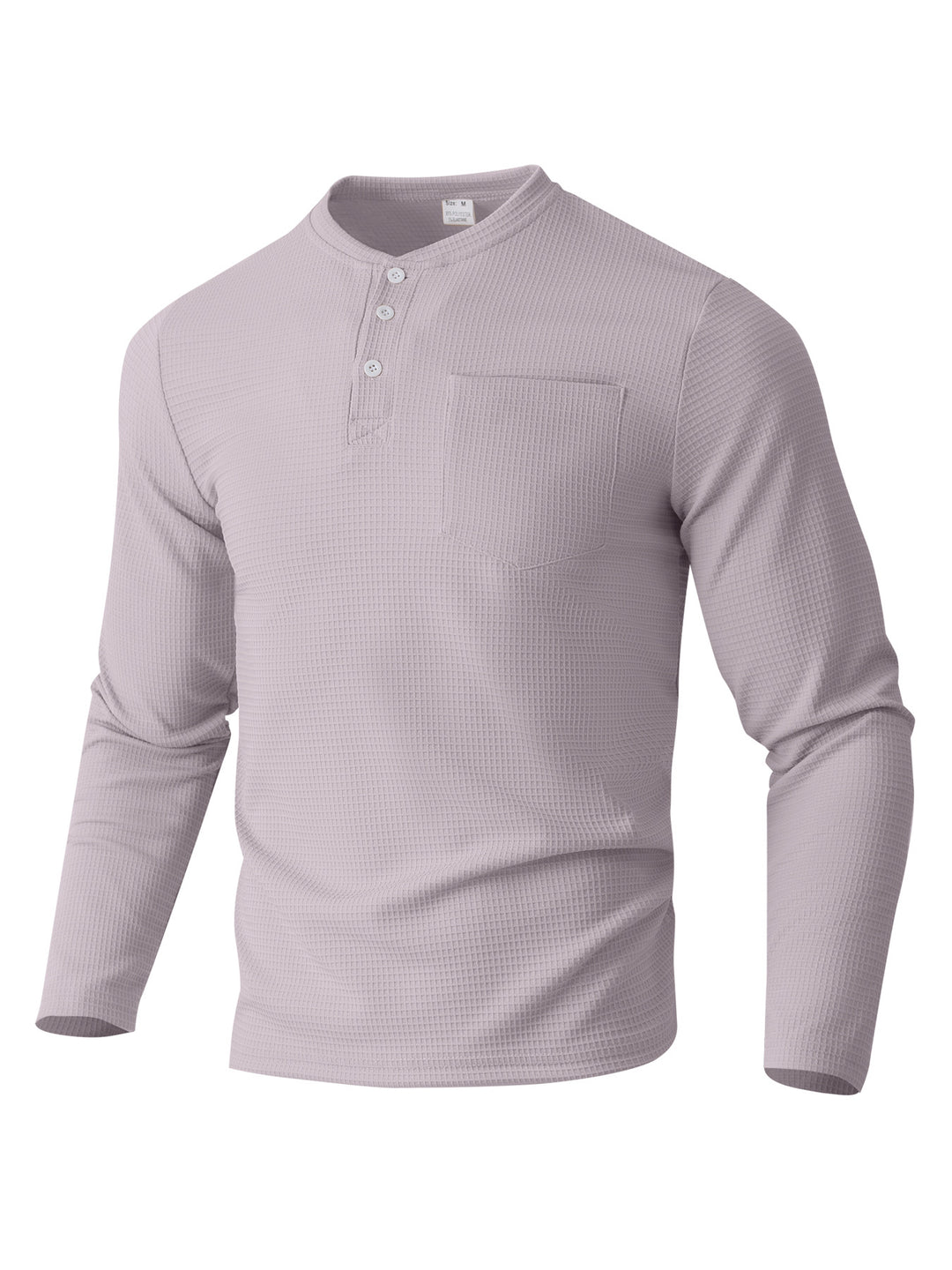 Herren Langarm Henley mit Waffelstruktur und Brusttasche thermisches Langarmshirt – Marzano