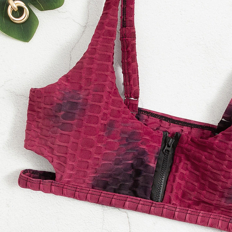 Damen Sportlicher Bikini mit hohem Kragen und Reißverschluss Echo Archiv