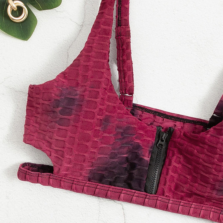 Damen Sportlicher Bikini mit hohem Kragen und Reißverschluss Echo Archiv