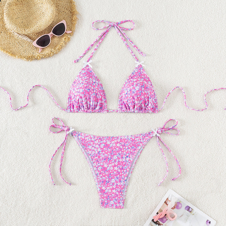Damen Triangel-Bikini mit verstellbaren Bindebändern und floralem Design Echo Archiv