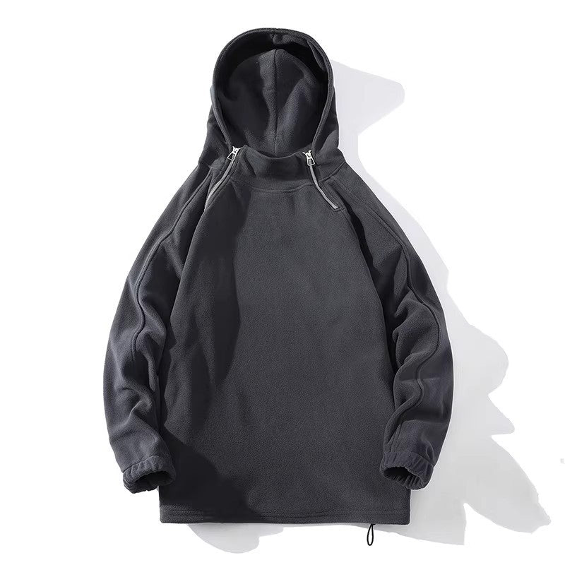 Herren Fleece Hoodie mit Reißverschluss und hohem Kragen Echoarchiv