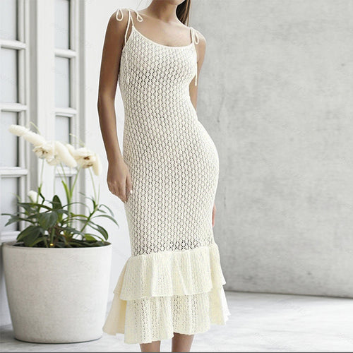 Damen Häkelkleid mit voluminösem Rüschenbesatz Echo Archiv