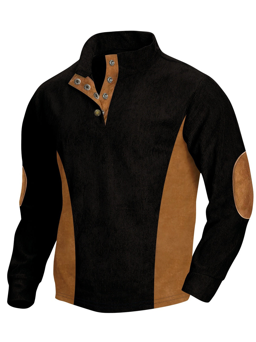Herren stylisches Langarm-Shirt mit modernes Ripp-Design und eleganten Knopfdetails Echoarchiv