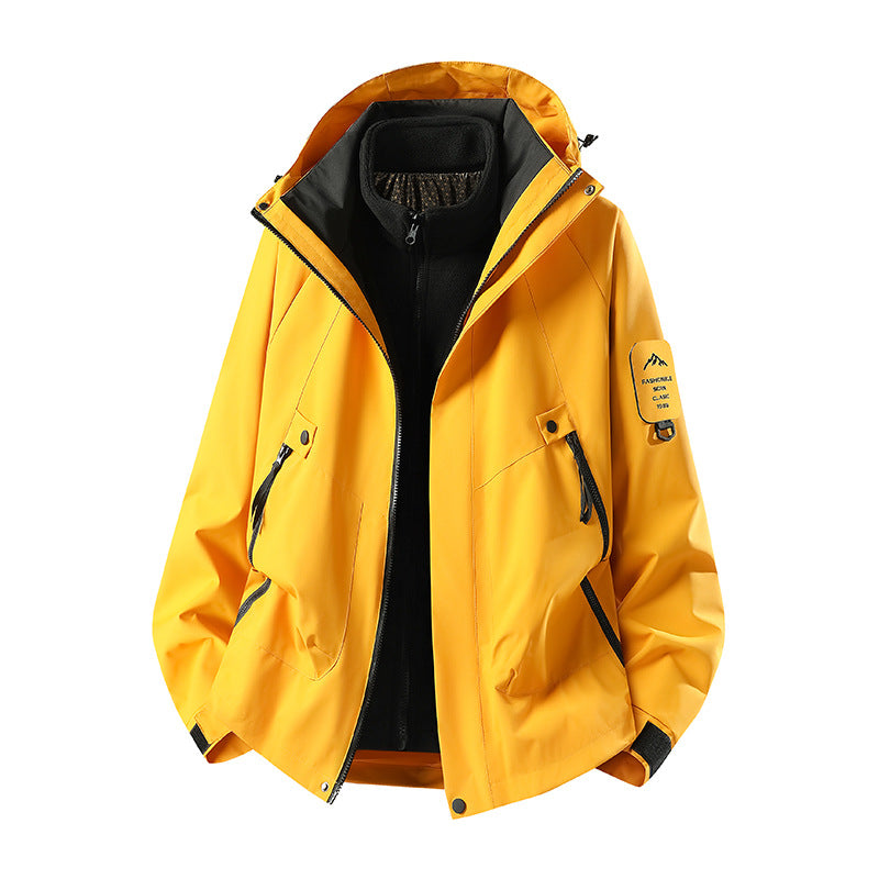 Herren Zwei-in-eins Wetterschutzjacke mit abnehmbarer Steppweste und verstellbarer Kapuze Echoarchiv