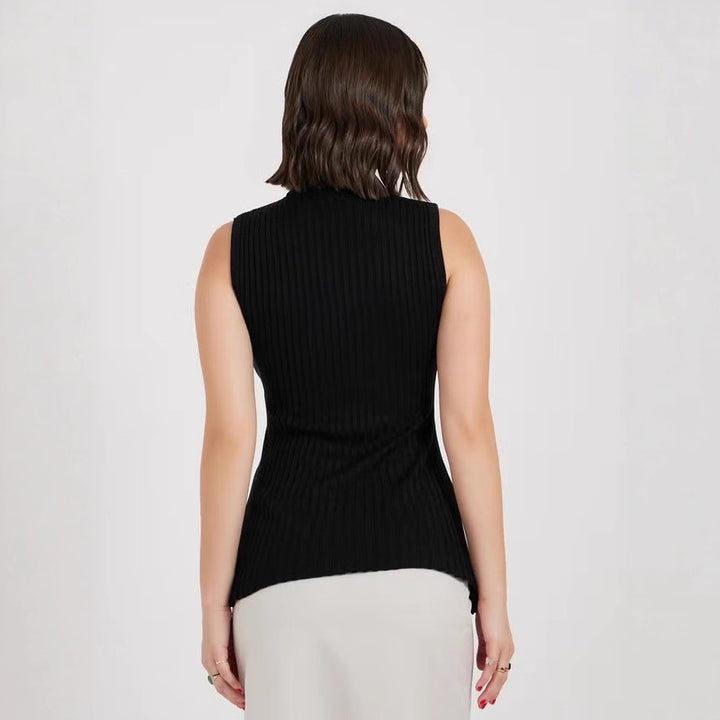 Damen Rollkragenpullover ohne Ärmel mit senkrechtem Rippenmuster Echo Archiv