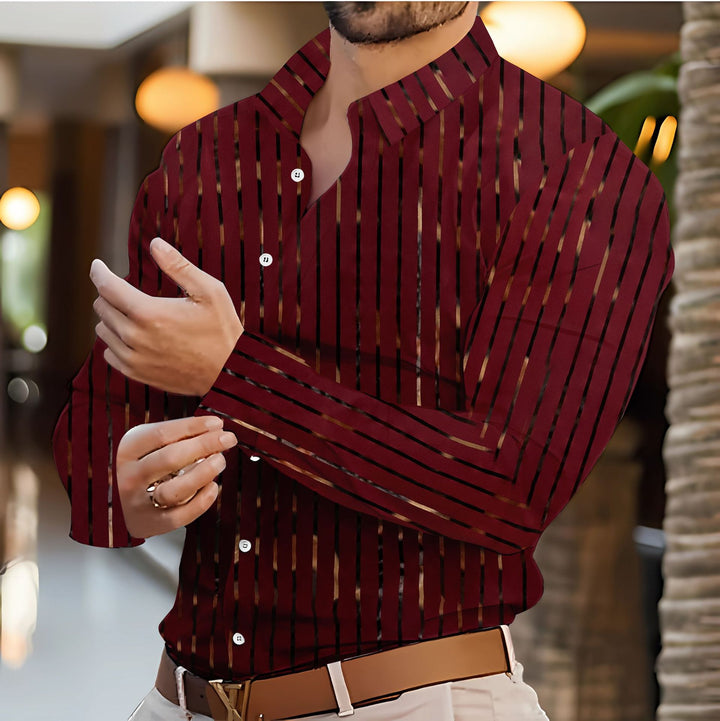Herren Elegantes Langarmhemd mit feinen Streifen Echoarchiv