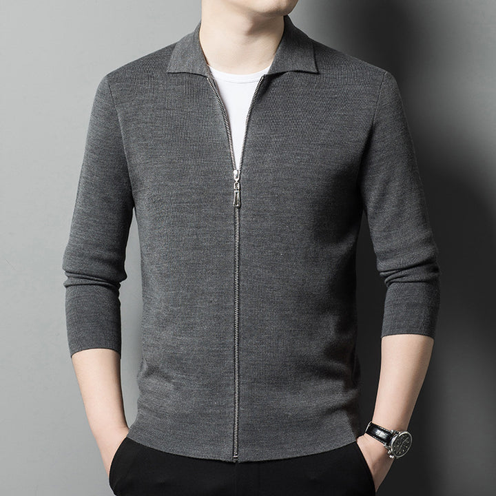Herren modischer Strickpullover mit durchgehendem Reißverschluss Echoarchiv