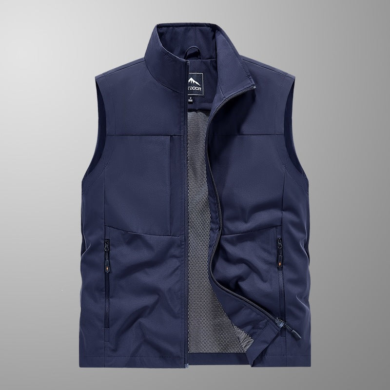 Herren Utility‑Weste mit Multi‑Taschen, Stehkragen & atmungsaktivem Mesh‑Futter Echoarchiv