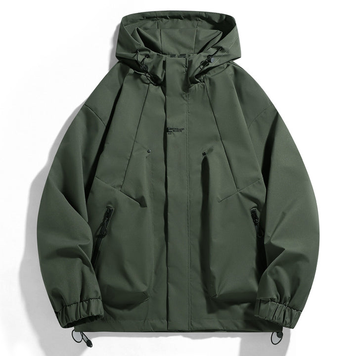 Herren Nano Wind- und wasserabweisende Kapuzenjacke mit ergonomischen Nähten, verstellbarem Saum und sicheren Reißverschlusstaschen – Taviero