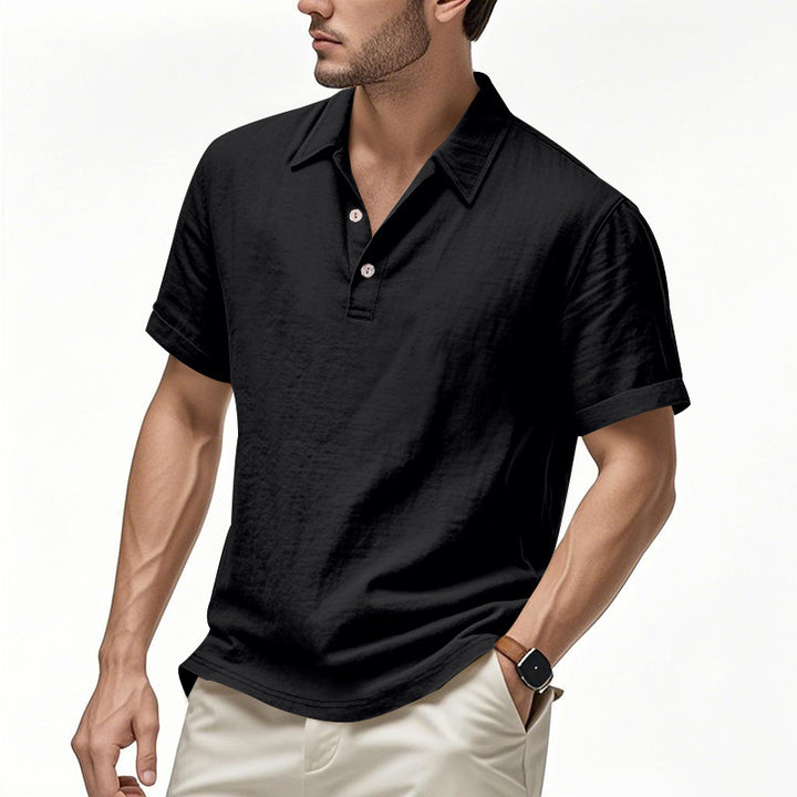Herren Polohemd mit strukturiertem Gewebe und eleganten Knopfdetails Echoarchiv
