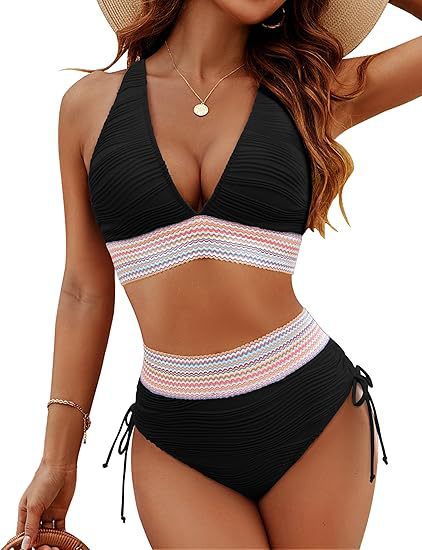 Damen Bikiniset mit verstellbarem Bund und sportlichem V-Ausschnitt Echo Archiv