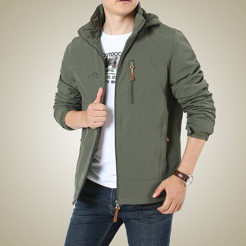 Herren Atmungsaktive Minimalistische Softshell‑Fieldjacke mit Stehkragen und Brustzip Echoarchiv
