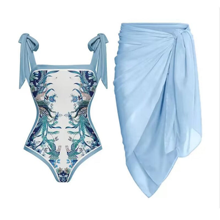 Damen Badeanzug-Set mit elegantem Floral-Design und passender Strandhose Echo Archiv