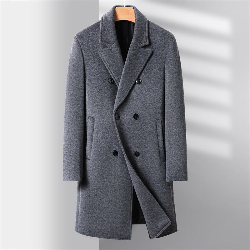 Herren eleganter Wolle-Mantel mit doppelt geknöpftem Design und stylischem Revers Echoarchiv