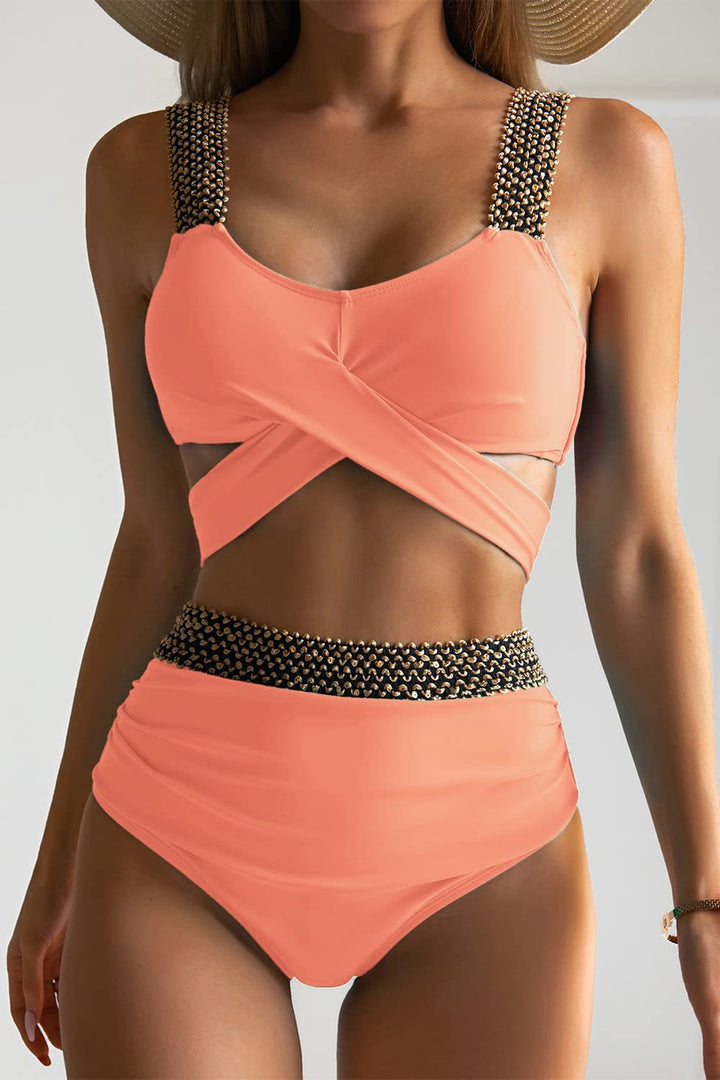 Damen Hochtailliertes Bikini-Set mit stilvollem Wickel-Oberteil Echo Archiv