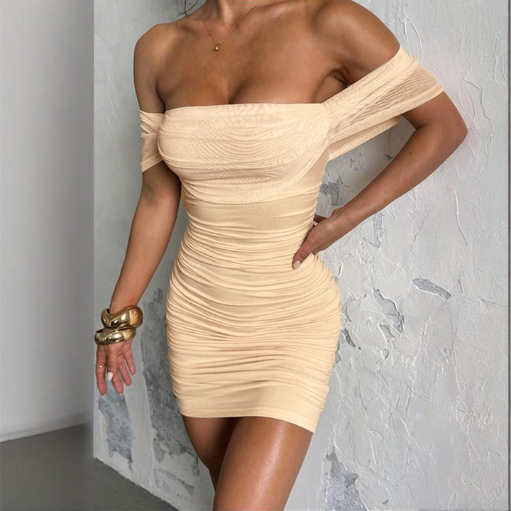 Damen figurbetontes Wickelkleid mit schulterfreiem Design Echo Archiv