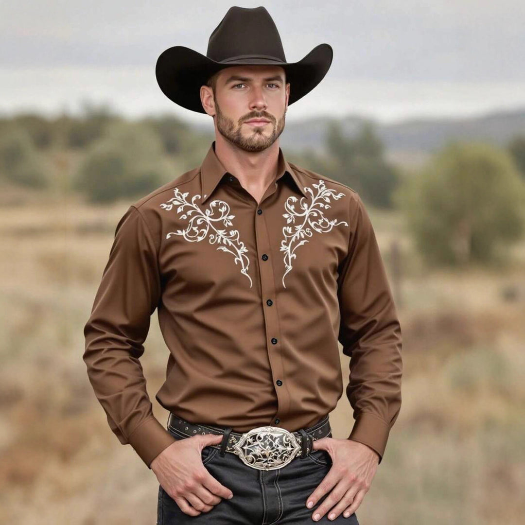 Herren Langarmhemd mit floralem Design und modernem Schnitt Echoarchiv