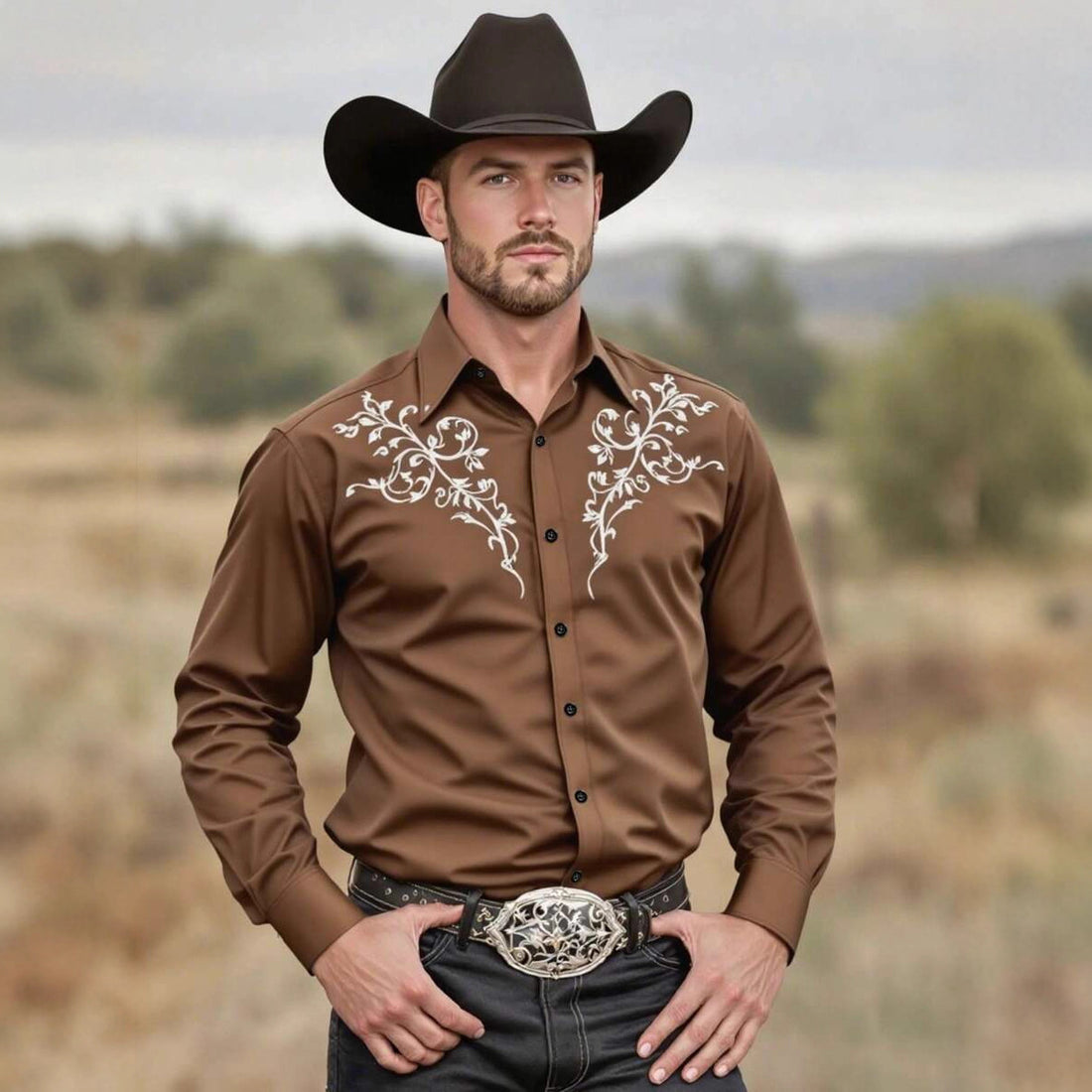 Herren Langarmhemd mit floralem Design und modernem Schnitt – Arvello
