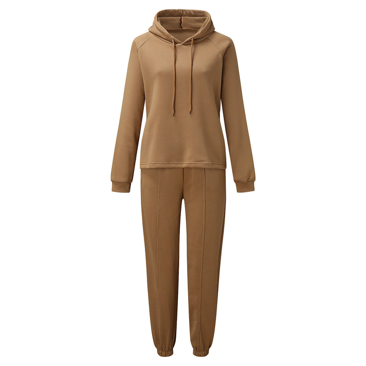 Damen kuscheliges Lounge-Zweiteiler-Set mit oversized Kapuzenpullover, Balloon-Ärmeln und taillierter Jogginghose – Auréline