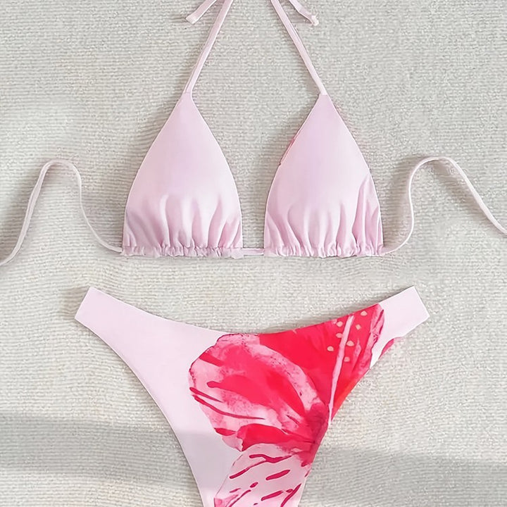 Damen Triangel-Bikini-Set mit verspieltem Blumenmuster und verstellbaren Trägern Echo Archiv 1779791861