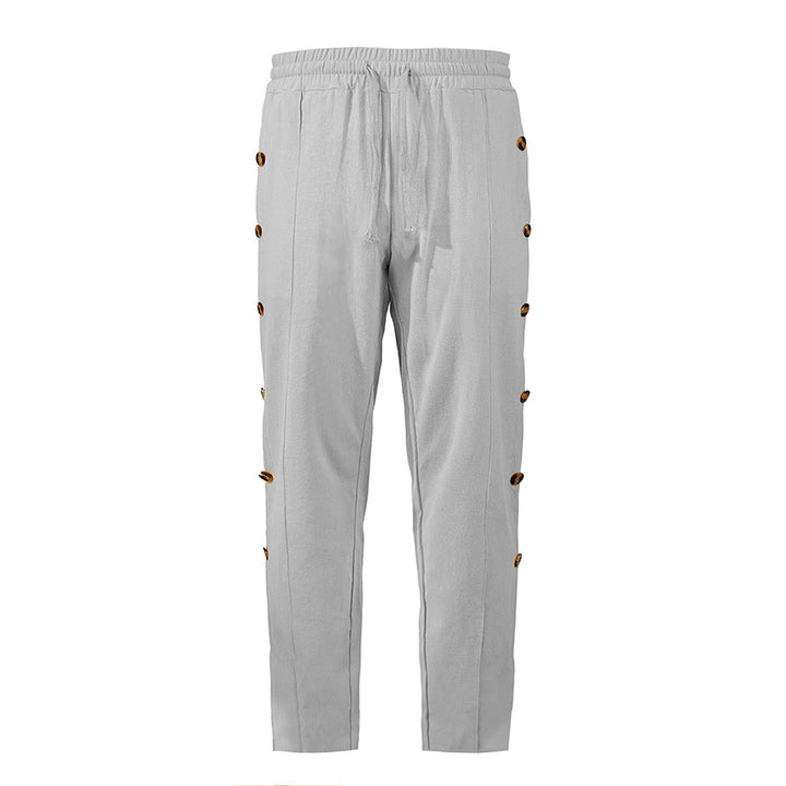 Herren Relaxed-Fit Freizeithose mit seitlichen Zierknopfleisten, elastischem Bund und Kordelzug Echoarchiv