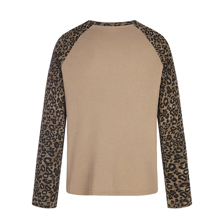 Damen Raglan-Langarmshirt mit Leoprint-Ärmeln und abstraktem Grafikprint Echoarchiv
