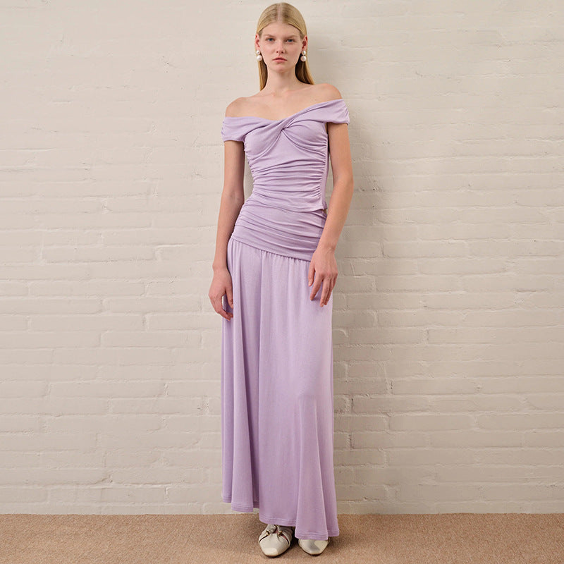 Damen Langarm-Maxikleid mit drapierten Details Echo Archiv