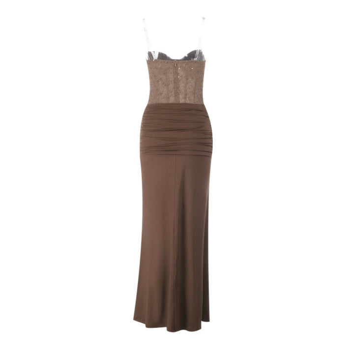 Damen schickes Maxikleid mit elegantem Bustier-Oberteil und gerafftem Rock Echo Archiv
