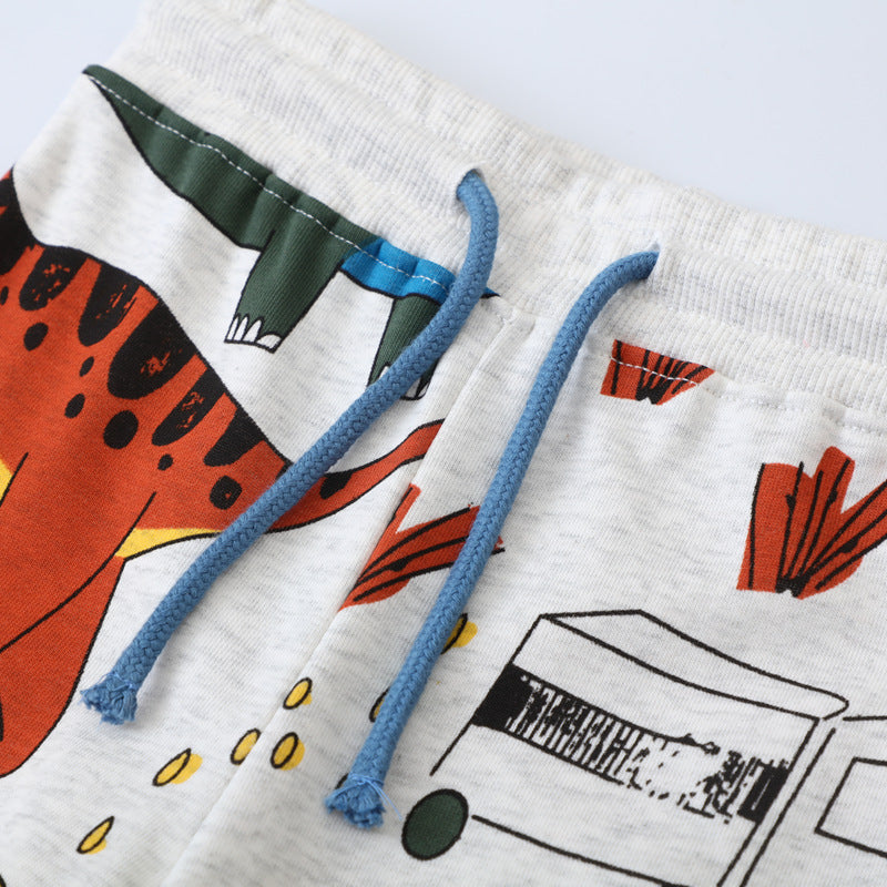 Jungen Jogginghose mit buntem Dinosaurier- und Fahrzeug-Design Echo Archiv
