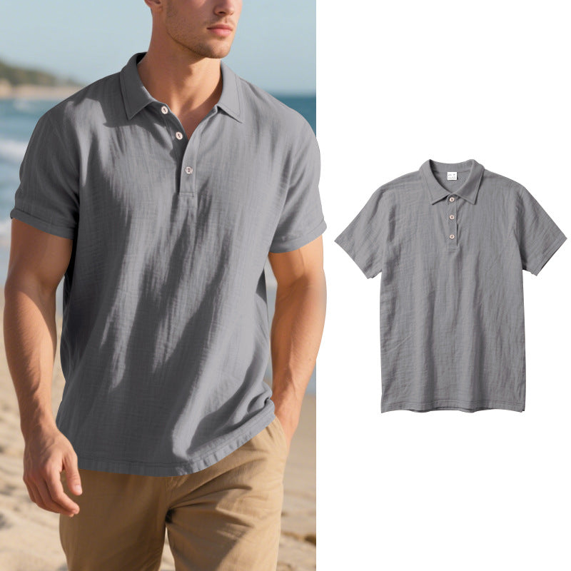 Herren Kurzarm Poloshirt mit luftiger Baumwollstruktur und klassischem Kragen Echoarchiv