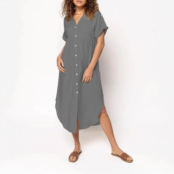 Damen Hemdkleid mit bodenlangem Schnitt und Knopfdetails Echo Archiv