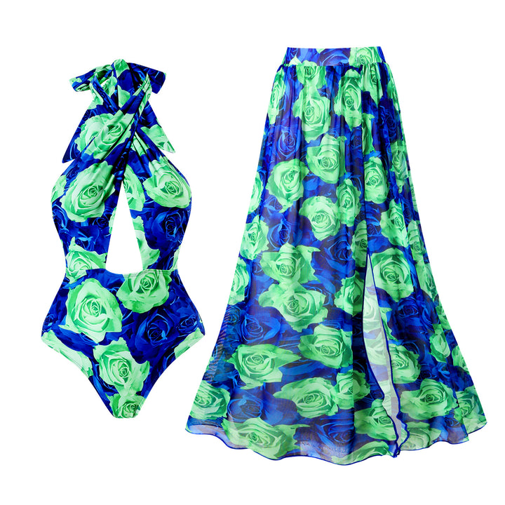 Damen Badeanzug mit innovativem Schnitt und floralem Design Echo Archiv