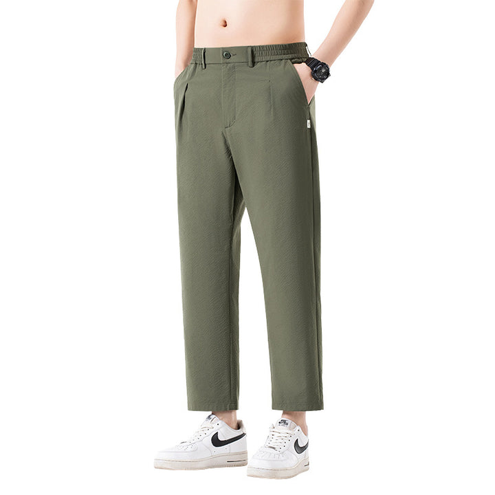 Herren Cropped-Hose mit weitem Bein, halb-elastischem Bund und Bügelfalte Echo Archiv