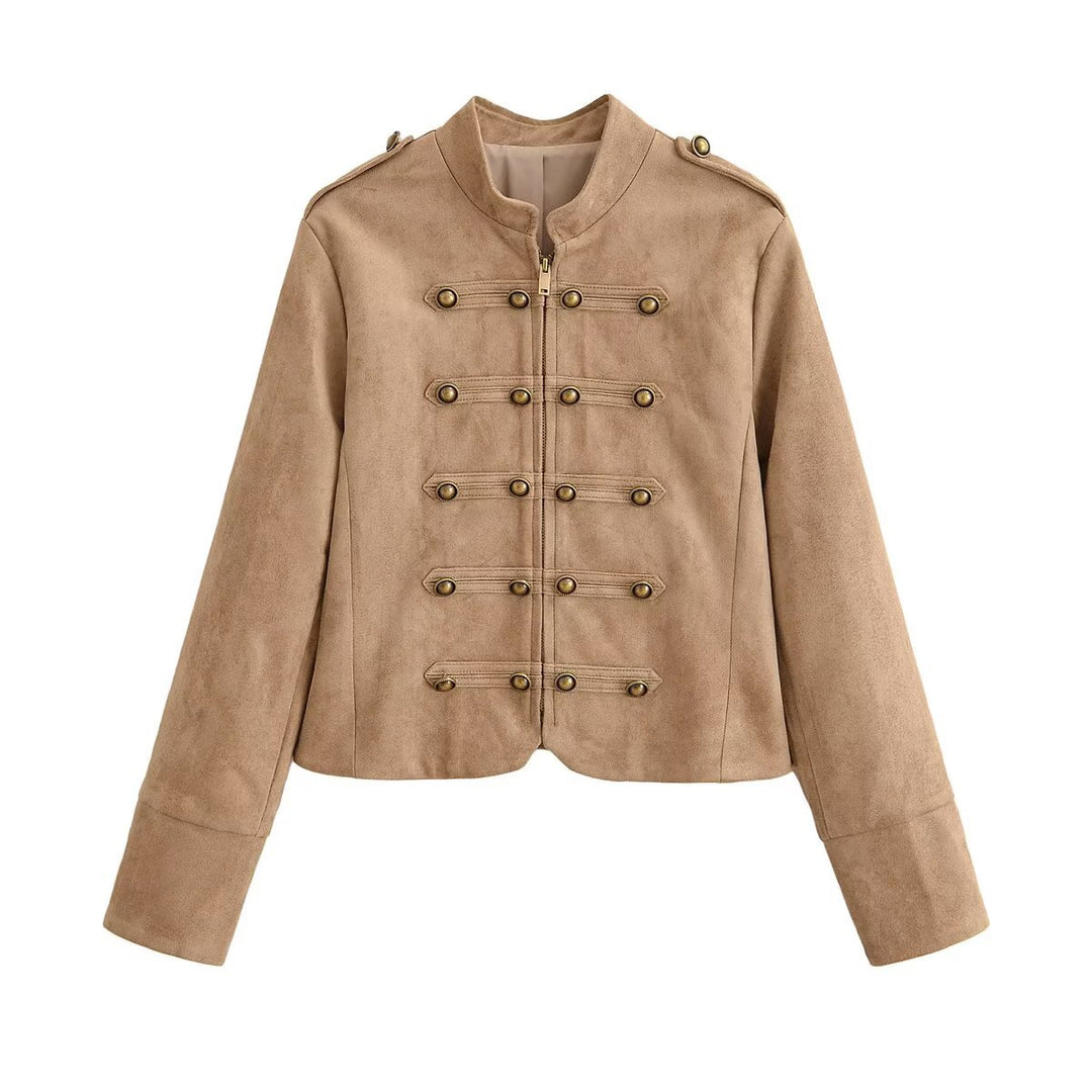 Damen Militärisch inspirierte Kurzjacke aus Wildlederoptik Echo Archiv